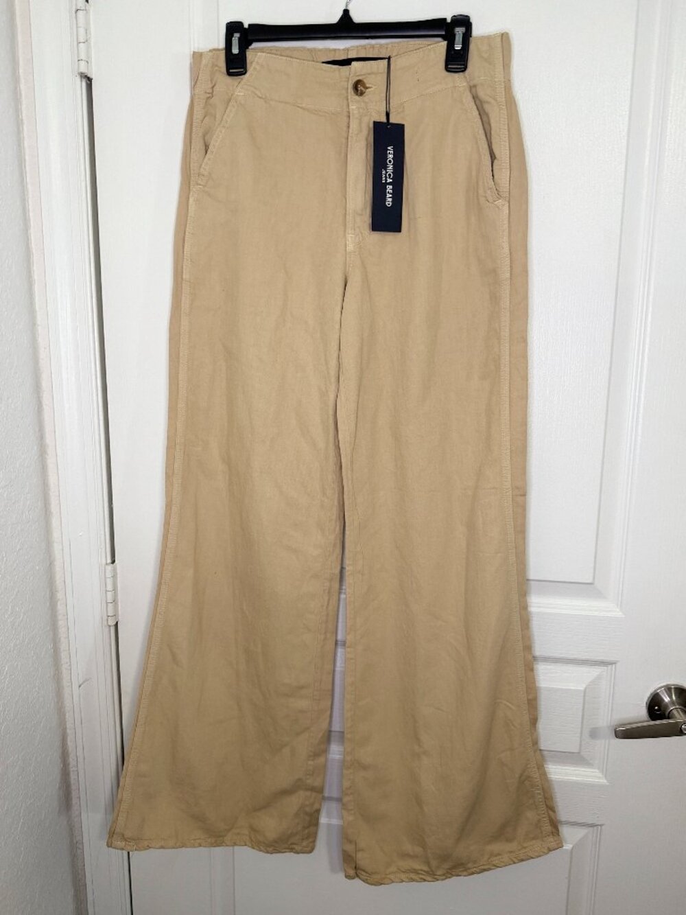NWT Veronica Beard Kasey Mid-Rise Wide-Leg Pants Stone Khaki -6- MSRP $298